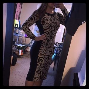 Black dress with animal print